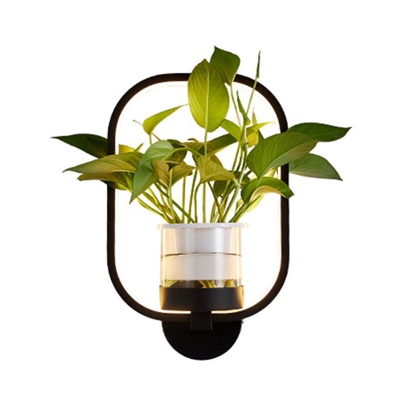 BowLift | Round/Oval Bedroom Wall Lighting Industrial Metal 1 Lamp Black/White LED Wall Lamp Wall Lamp in Warm/White/3 Color Light