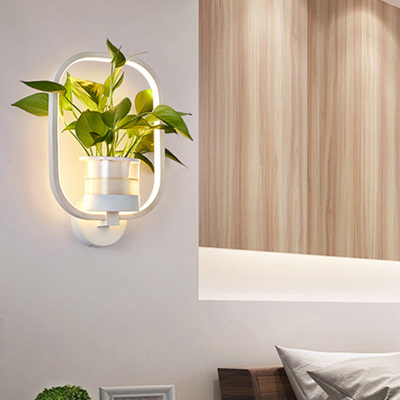 BowLift | Round/Oval Bedroom Wall Lighting Industrial Metal 1 Lamp Black/White LED Wall Lamp Wall Lamp in Warm/White/3 Color Light