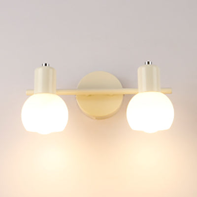 BowLift | Bubble Shade Bathroom Wall Light Fixture Industry Ivory Glass 2 Lights Black/White Wall Lamp