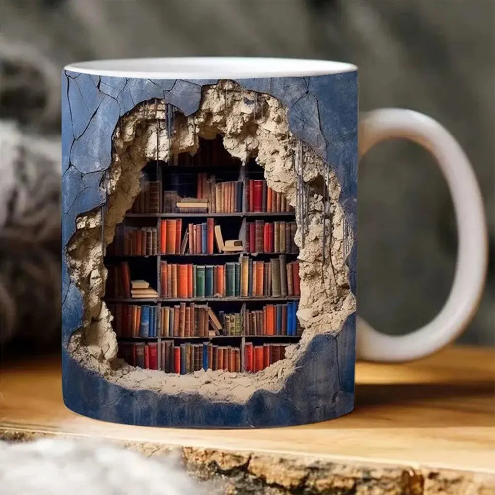 BowLift | 3D-Bookcase-Ceramic-Mug for Book Lovers