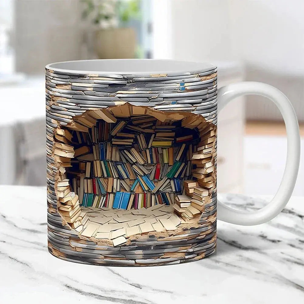 BowLift | BookShelf Mug – 3D Ceramic Coffee Mug for Book Lovers