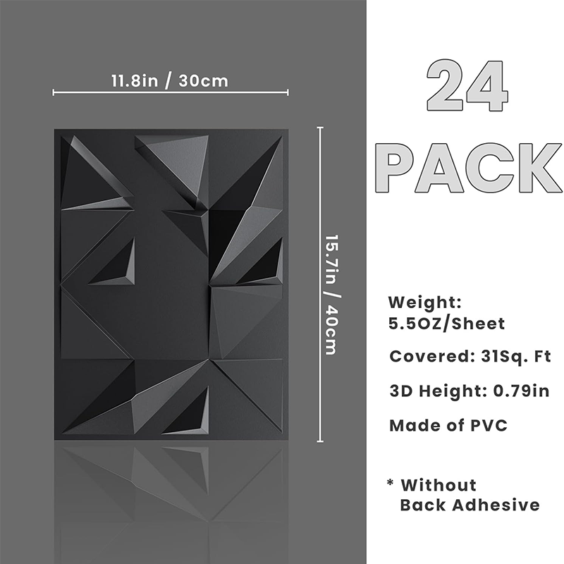BowLift | 15.7" x 11.8" 3D Wall Panels, 24 Pieces Modern Interior Decorative Wall Panels Geometric Texture Wall Tiles for Living Room Hotel Office 31 Square Feet