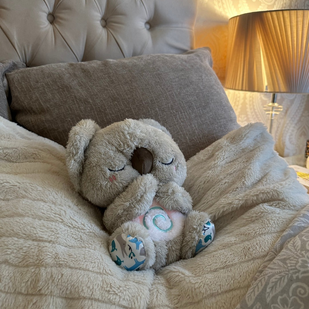 BowLift | Calming Koala Breathing Toy | Rhythmic Respiratory Simulator | Tactile Haptic Heartbeat & Ultrasonic Sound Therapy | Integrated LED Night Light | Sleep-Inducing Weighted Plush Companion