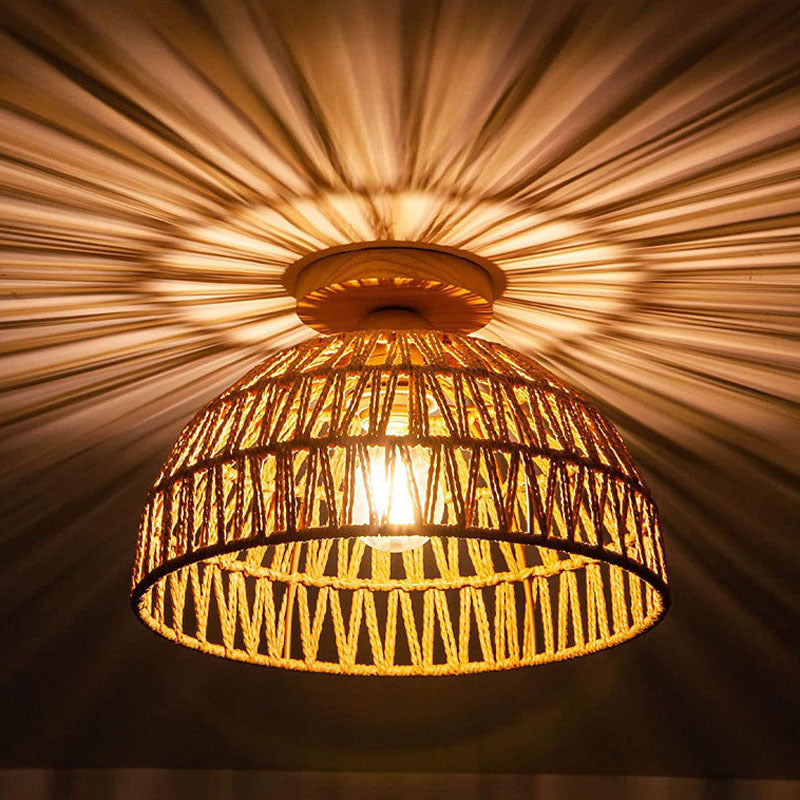 Bohemian Natural Woven Hemp Rope Pendant Light