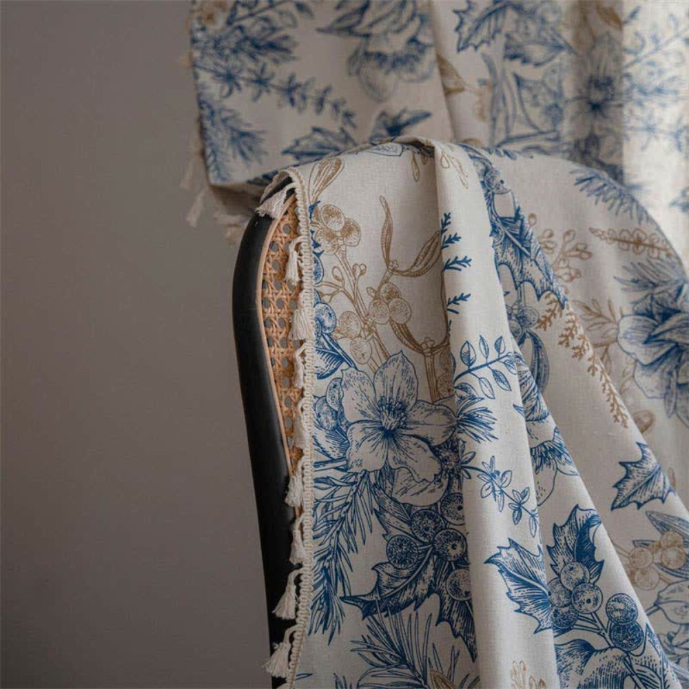 BowLift | Farmhouse Botanical Blue Floral Curtain