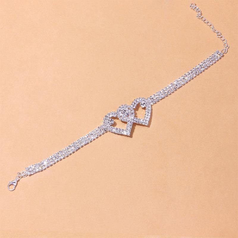 BowLift | Fashion Rhinestone Double Heart Anklet