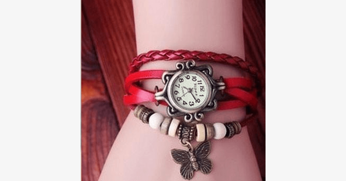 BowLift | Butterfly Wrap Watches - Multicolored Genuine Leather Snap Back Watch