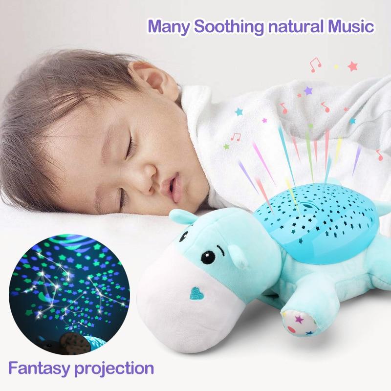 BowLift | Baby Sleep LED Lighting Stuffed Animal Led Night Lamp Plush Toys With Music & Stars Projector Light