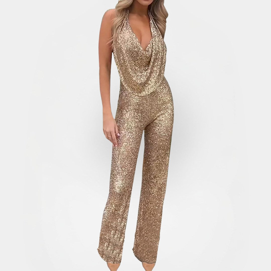 Sleeveless Wide-Leg Jumpsuit with Cinched Waist