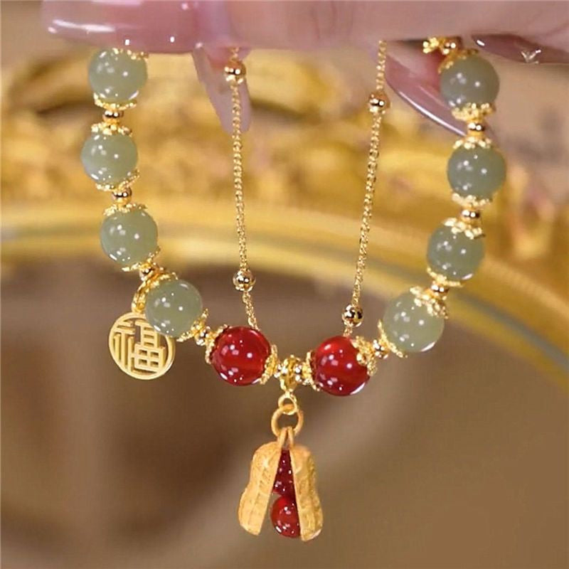 BowLift | Double Chain Natural Jade Bracelet