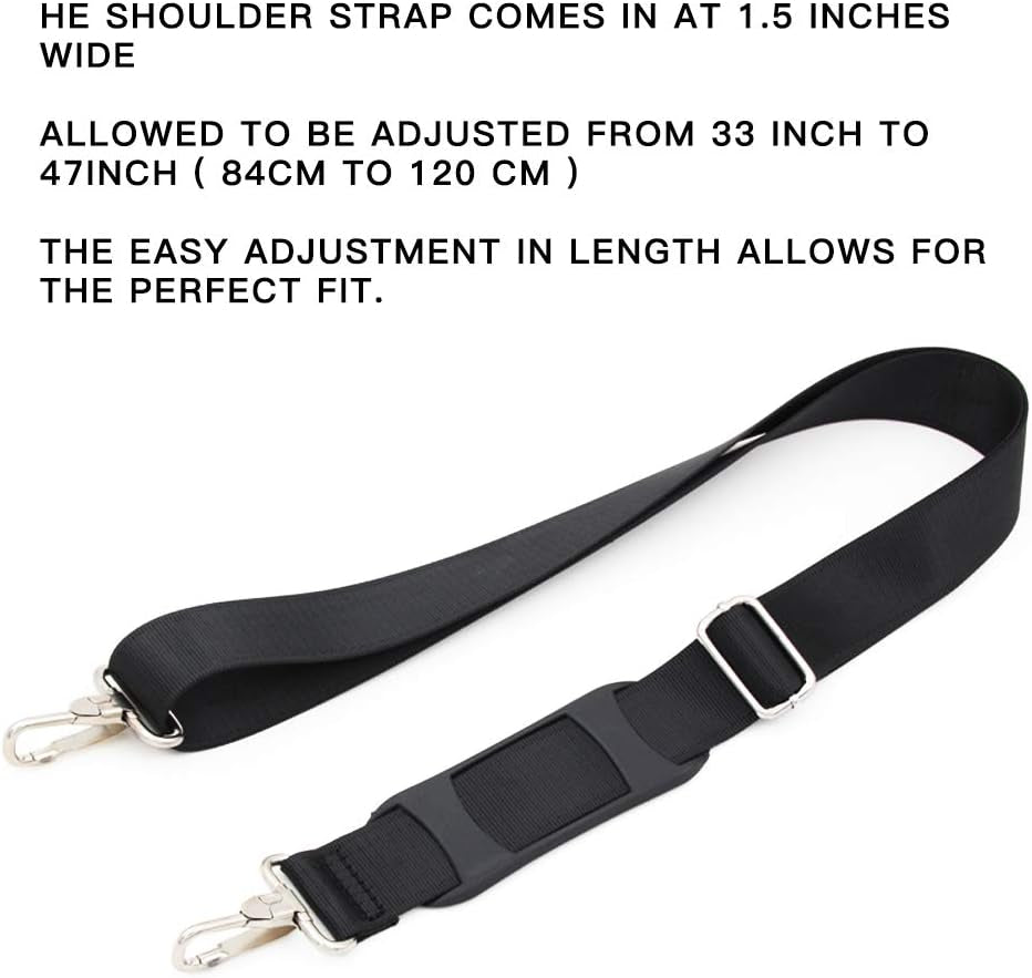 BowLift | 47 inch bag replacement shoulder strap | Padded & Adjustable - Perfect for travel bags, laptop bags, briefcases, camera bags, messenger bags, diaper bags & more (Black)