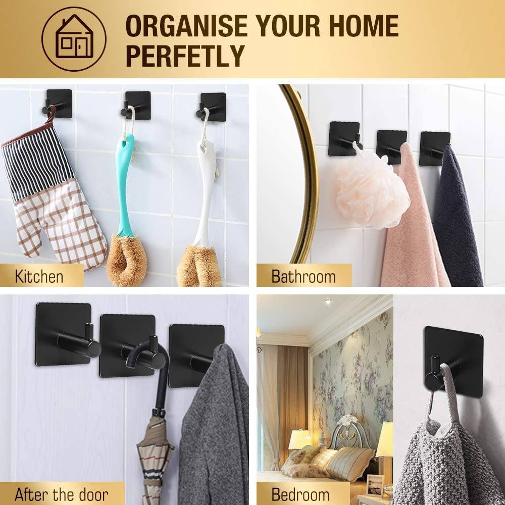 BowLift | 4-Pack: Heavy Duty Durable 304 Stainless Steel Wall Hooks