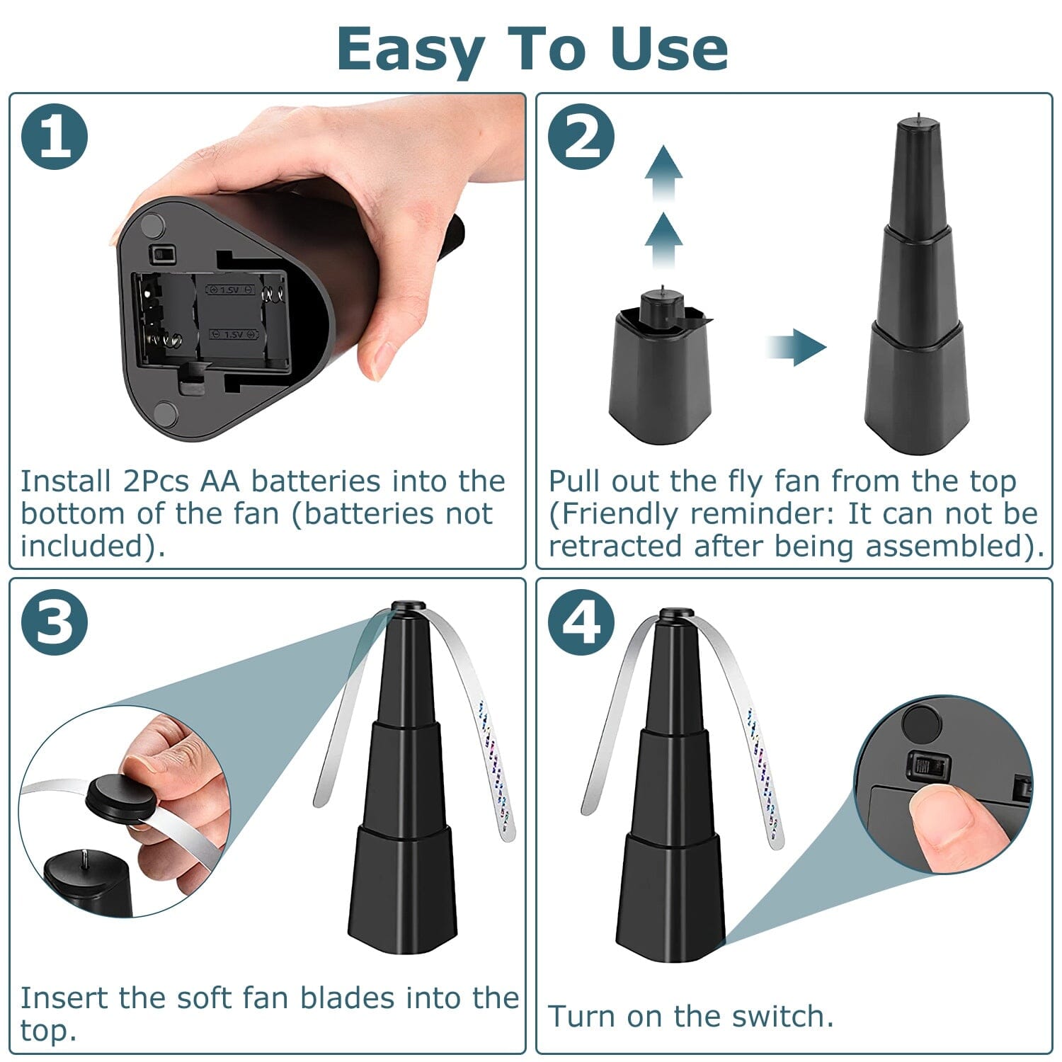 BowLift | 4-Piece: Fly Repellent Fan Table Battery Operated Insect Repellent