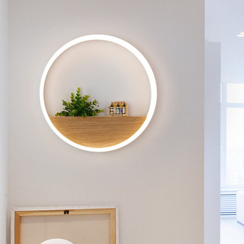 BowLift | LED Acrylic Wall Light Simple White Round Living Room Plants Wall Mount Light, 8"/12"/16" Diameter
