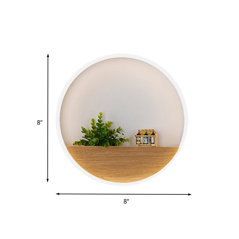 BowLift | LED Acrylic Wall Light Simple White Round Living Room Plants Wall Mount Light, 8"/12"/16" Diameter