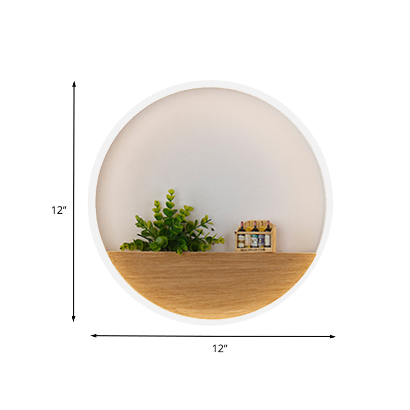 BowLift | LED Acrylic Wall Light Simple White Round Living Room Plants Wall Mount Light, 8"/12"/16" Diameter