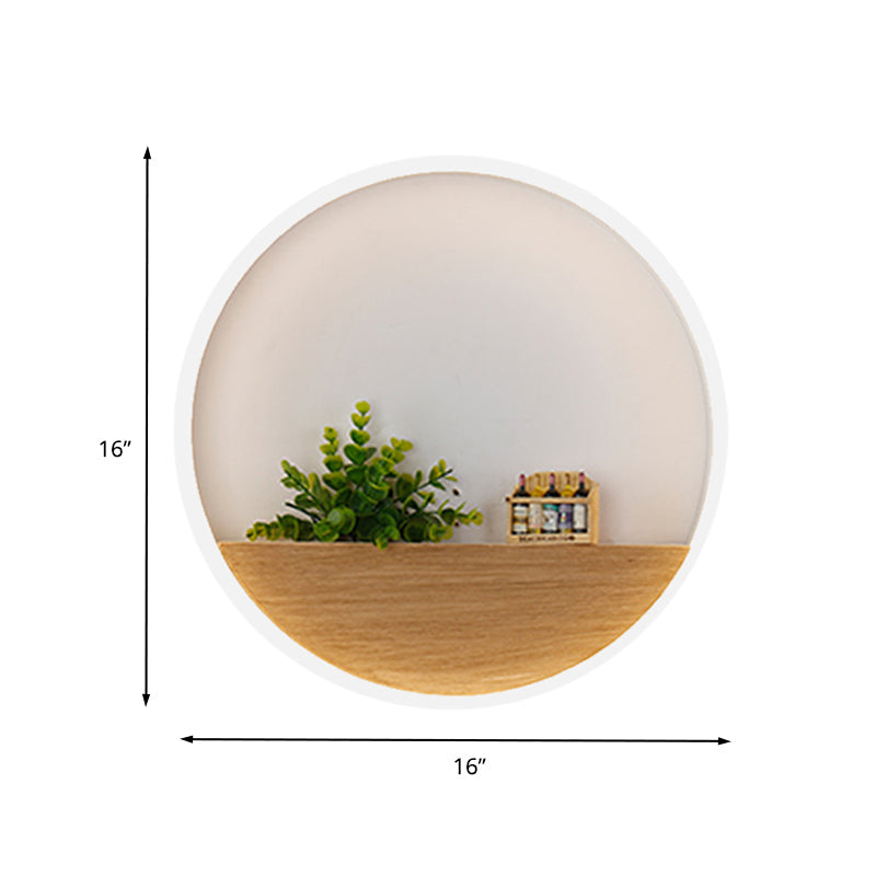 BowLift | LED Acrylic Wall Light Simple White Round Living Room Plants Wall Mount Light, 8"/12"/16" Diameter