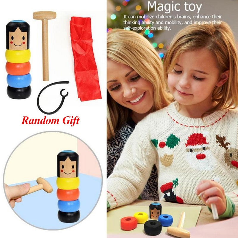 BowLift | Magic Wooden Man Toy | Unbreakable Trick Figure | Classic Educational Play | 10cm
