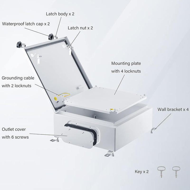 BowLift | 16" x 16" x 6" Outdoor/Indoor Electrical Junction Box Wall-Mounted Electrical Enclosure Box
