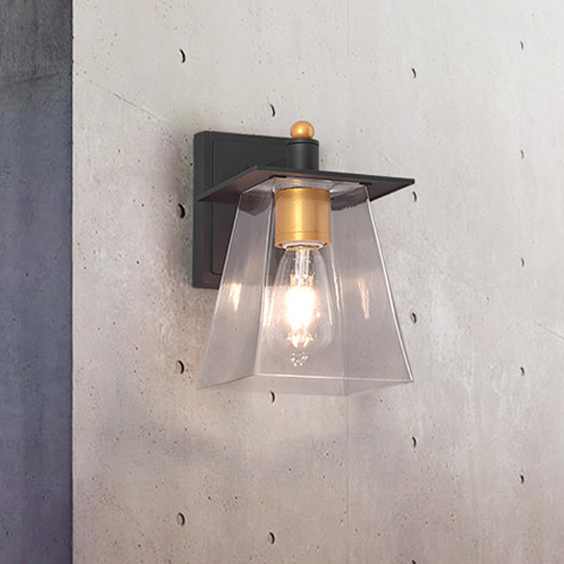 BowLift | Clear Glass Black Wall Lamp Lighting Cylinder/Half Circle/Rectangle 1-Light Industrial Light Fixture, 6"/8" Wide