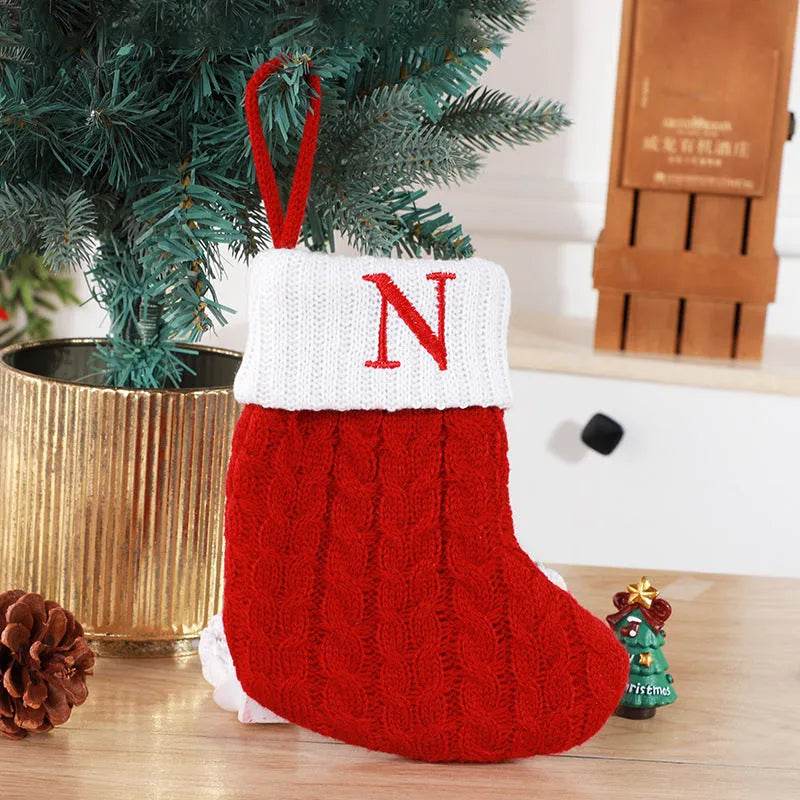 BowLift | Cute Letters Christmas Stockings Decorative Creative Tree Pendant Wool Knitted Socks