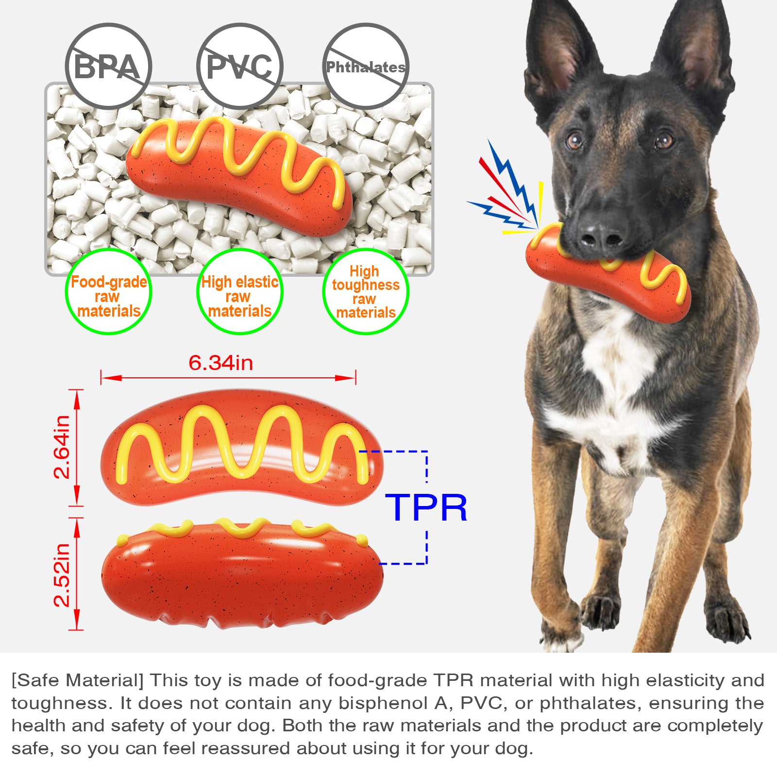 American Sausage Squeaky Chew Toy for Dogs