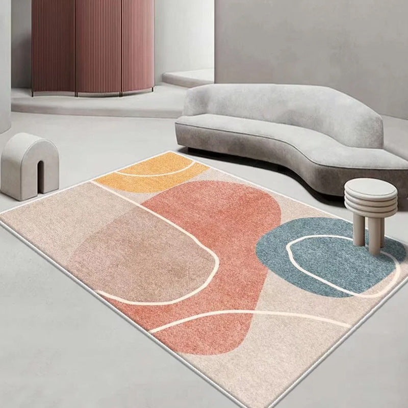 BowLift | Beautiful Bedroom Rug Multicolored Color Block Rug Polyester Non-slip Back Machine Washable Rug