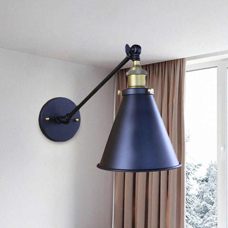 BowLift | Black Finish Cone-Shaped Wall Lamp Retro Stylish Metal 1 Head Corridor Wall Lighting, 2 Packs