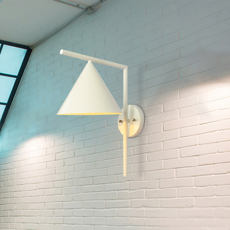 BowLift | Cone Metal Wall Lighting Contemporary 1 Light Black/White/Gold Wall Lamp Over Table, 8" B