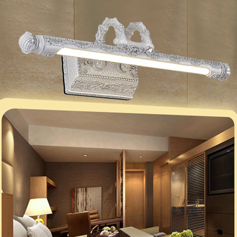 BowLift | Vintage LED Wall Light with Metal Shade White Etched Tube Vanity Wall Light for Bathroom, 20.5"/23.5" Width