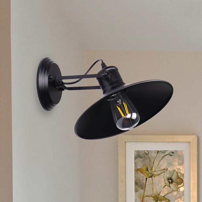BowLift | Metallic Saucer Wall Light Antique Style 1-Bulb Hallway Wall Light Lamp in Black/Rust