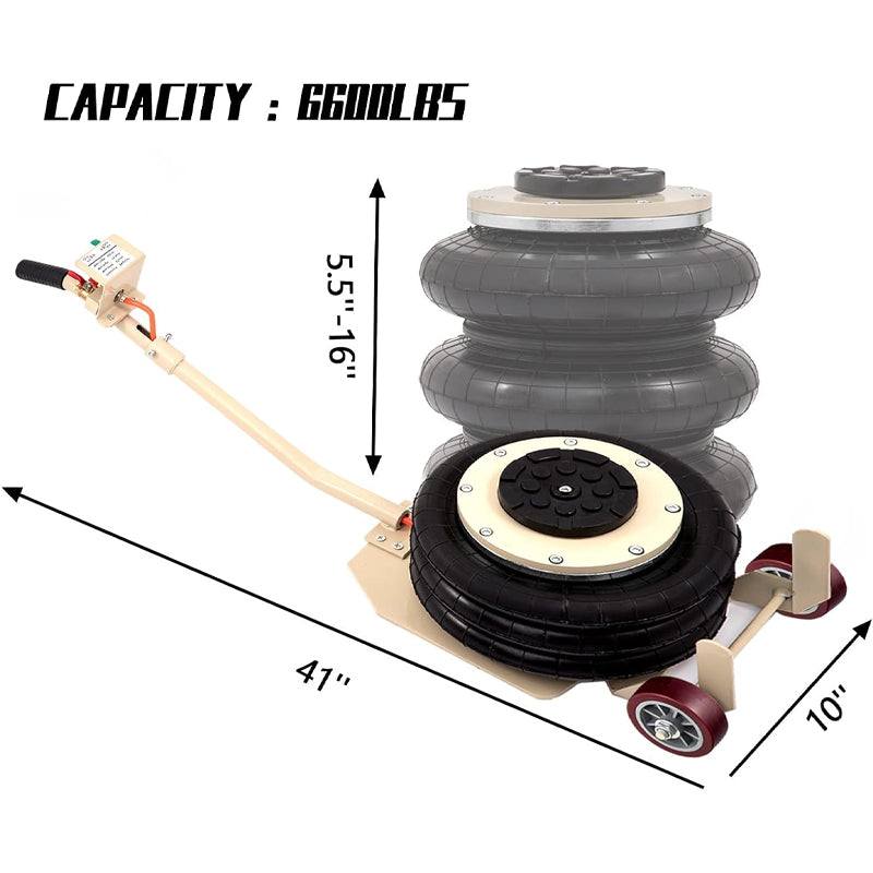 BowLift | Long-Handle 3 Ton/6600 lbs Air Jack Cars Trucks Airbag Jack White Triple Bag Air Jack