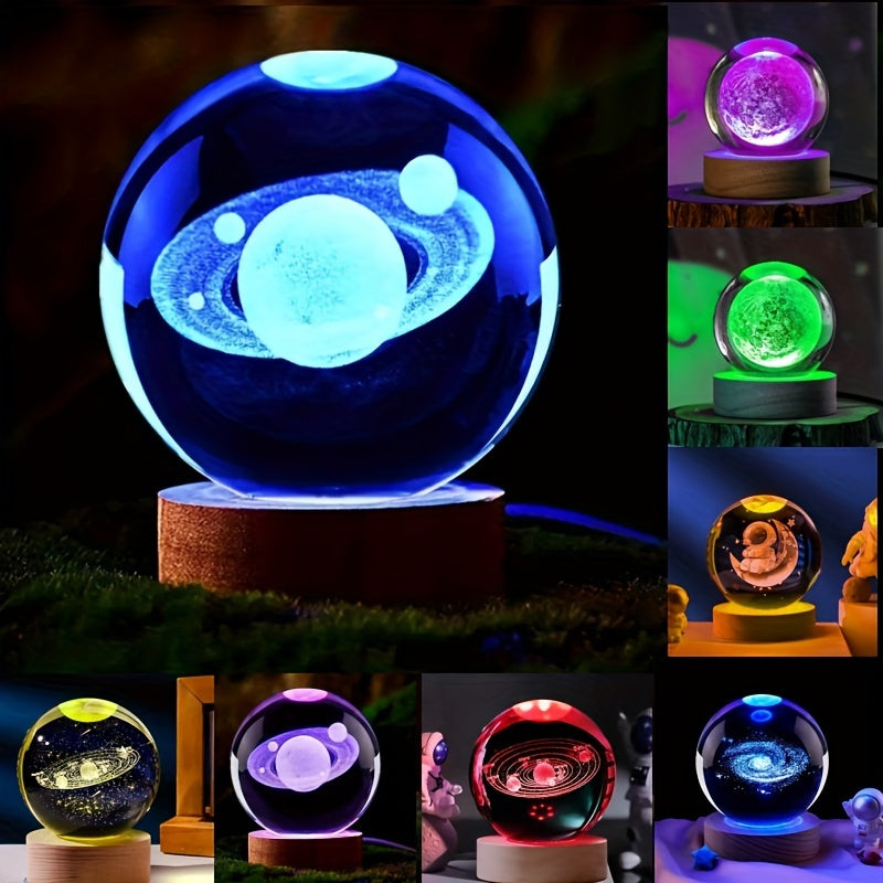 LumiSphere - Luxury 3D Crystal Table Lamp with Wooden Base Bowlift