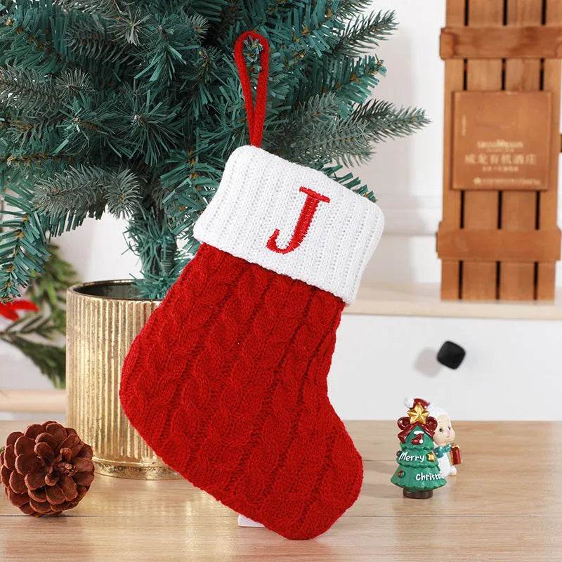 BowLift | Cute Letters Christmas Stockings Decorative Creative Tree Pendant Wool Knitted Socks