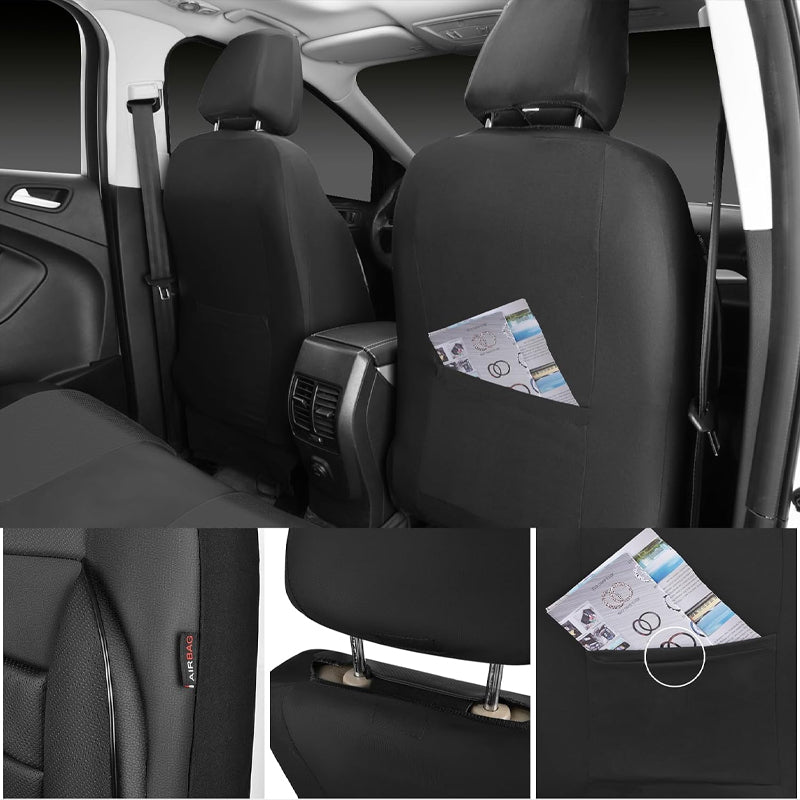 BowLift | Leather Seat Covers Water Resistant 3D Foam Back Support Universal Car Seat Covers Full Set Seats