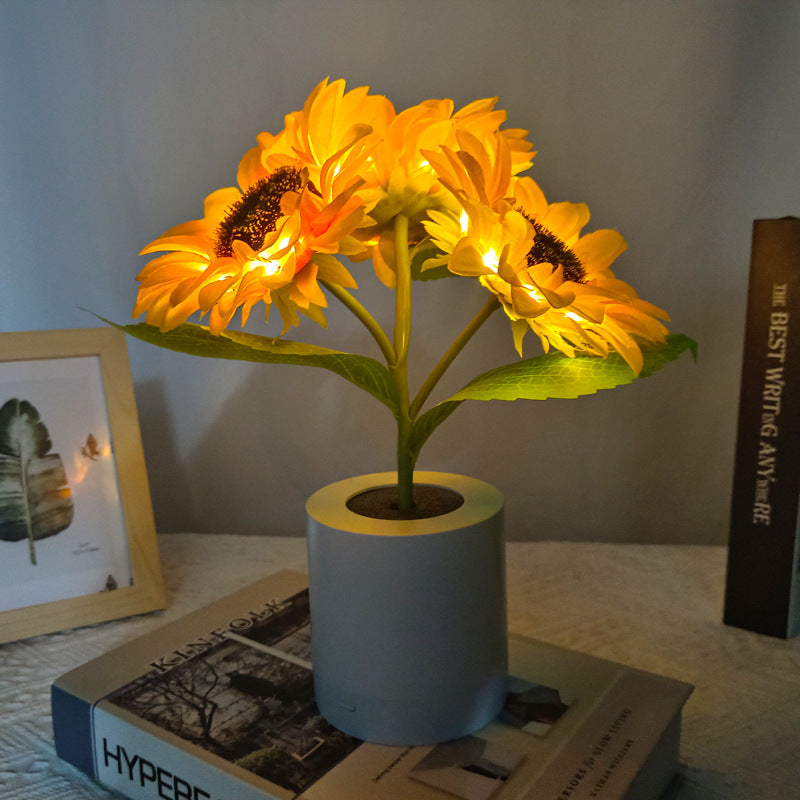 BowLift | LED Sunflower Table Lamp - Decorative Lighting Fixture for Home Decor & Nightstand Use
