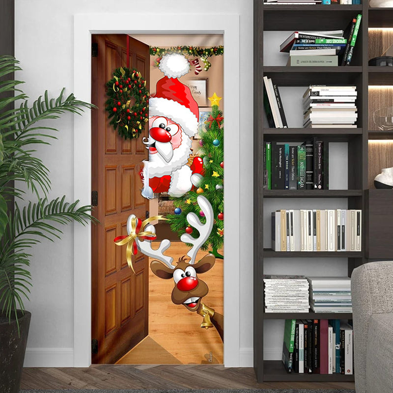 BowLift | Christmas Door Cover | Fabric Front Door Decoration | Washable & Reusable | 91×203cm