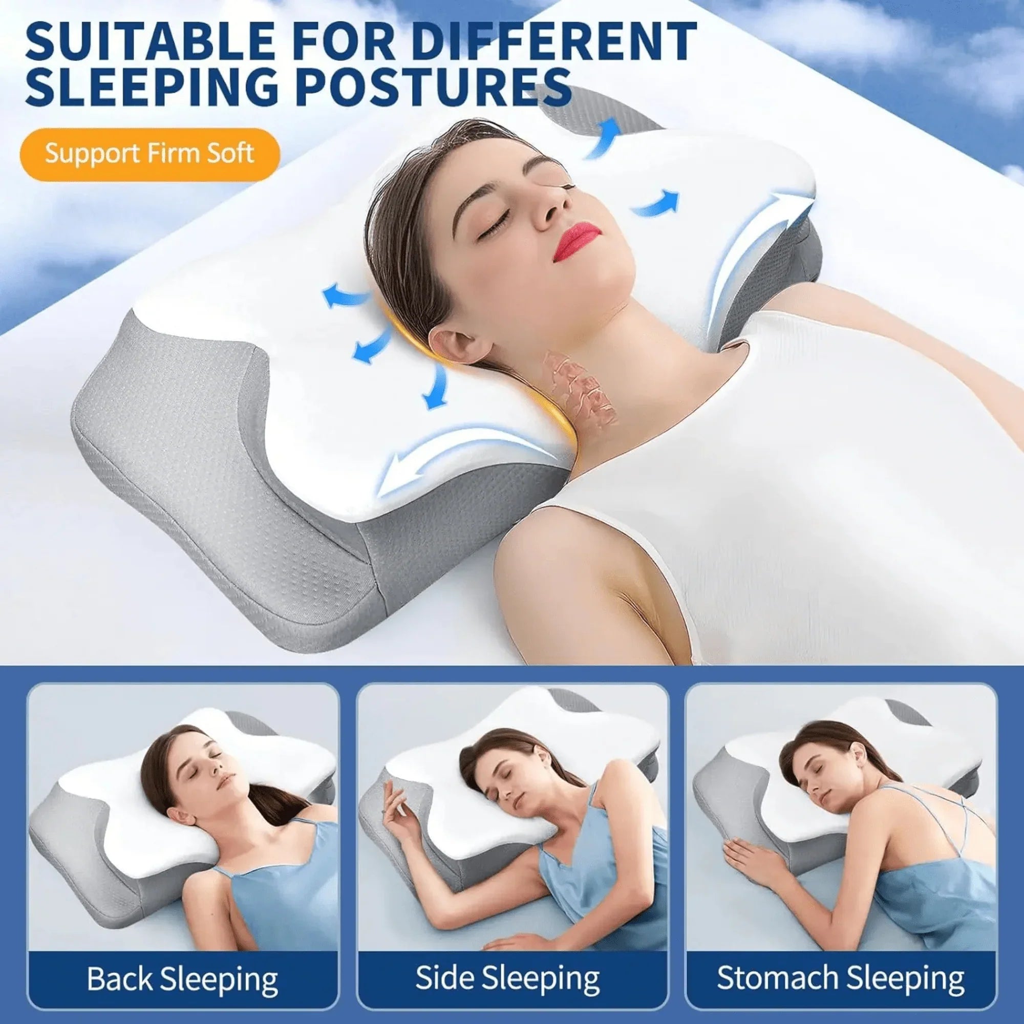 BowLift | Butterfly Memory Foam Pillow - Orthopedic Pain Relief Shaped Pillow