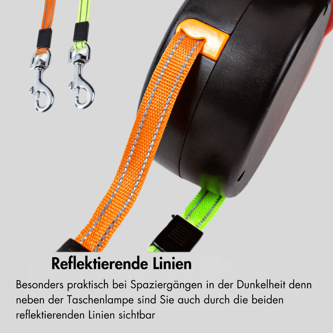 BowLift | DuoLeash Double Dog Leash – Retractable & Knot-free With Flashlight