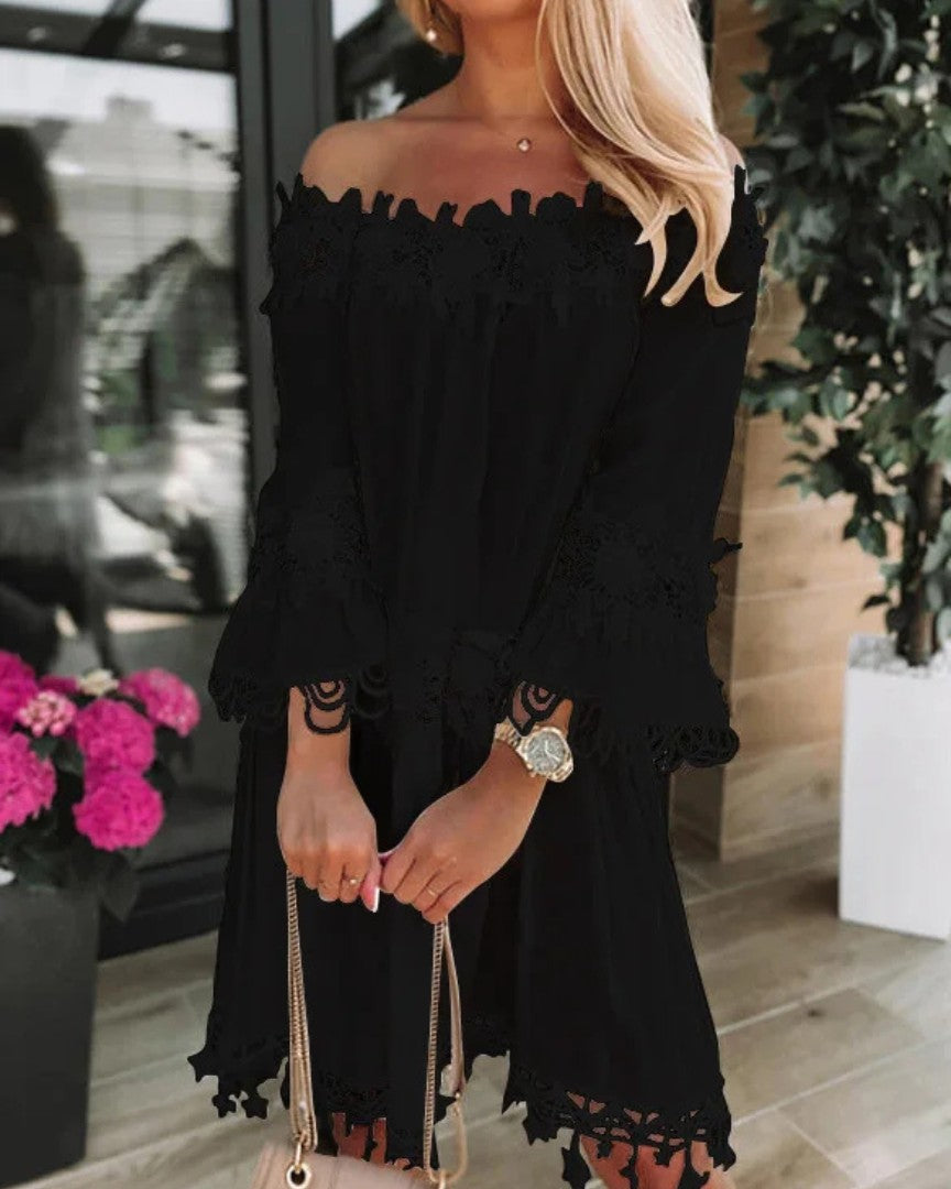 Off-Shoulder Cotton Blend Dress with Flattering Fit