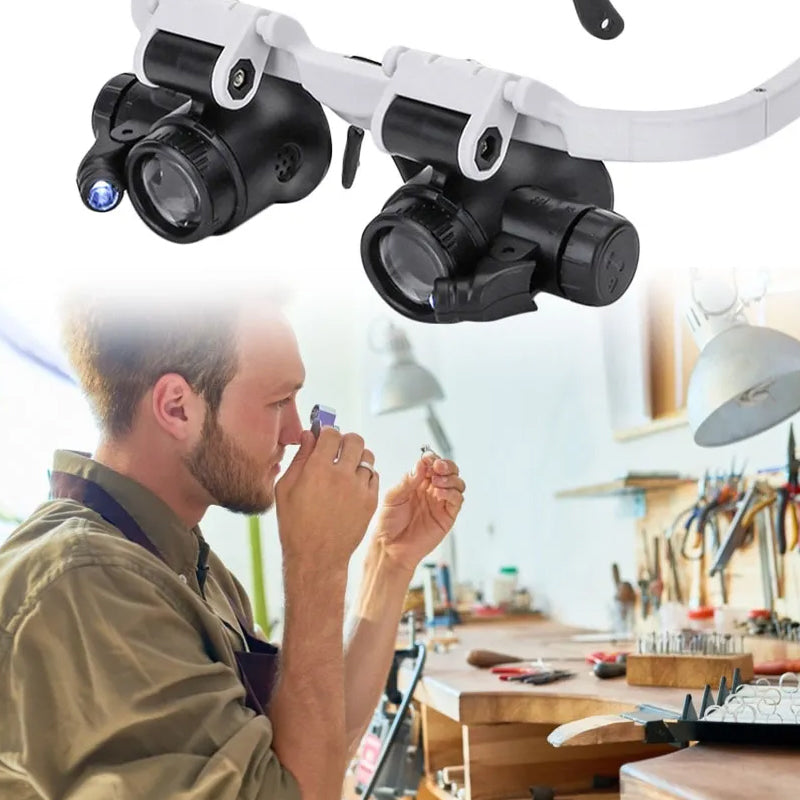 BowLift | Magnifying Glasses with Dual LED Illumination | 8x, 15x, & 23x Combined Magnification | High-Definition Acrylic Optics | 180° Rotatable Lens System | Adjustable 5mm Lateral Alignment & Retractable Arms