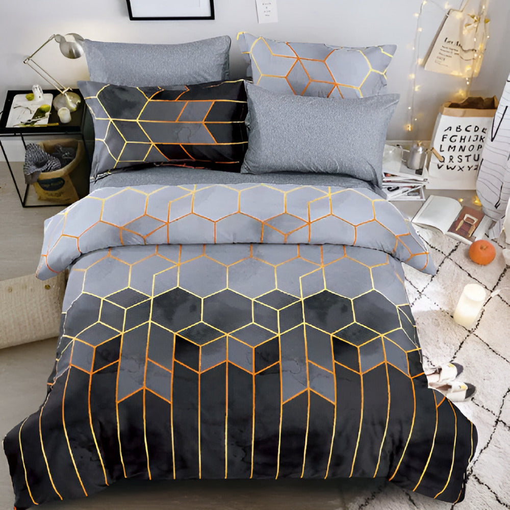 BowLift | Golden Cosmo Hive | 3pcs Duvet Cover Sets
