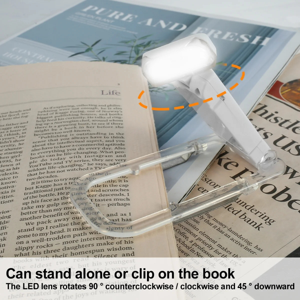BowLift | Book Reading Lights - Adjustable LED Clip-on Rechargeable Book Light, USB Powered for Reading in Bed, Best for Bookworms and Kids