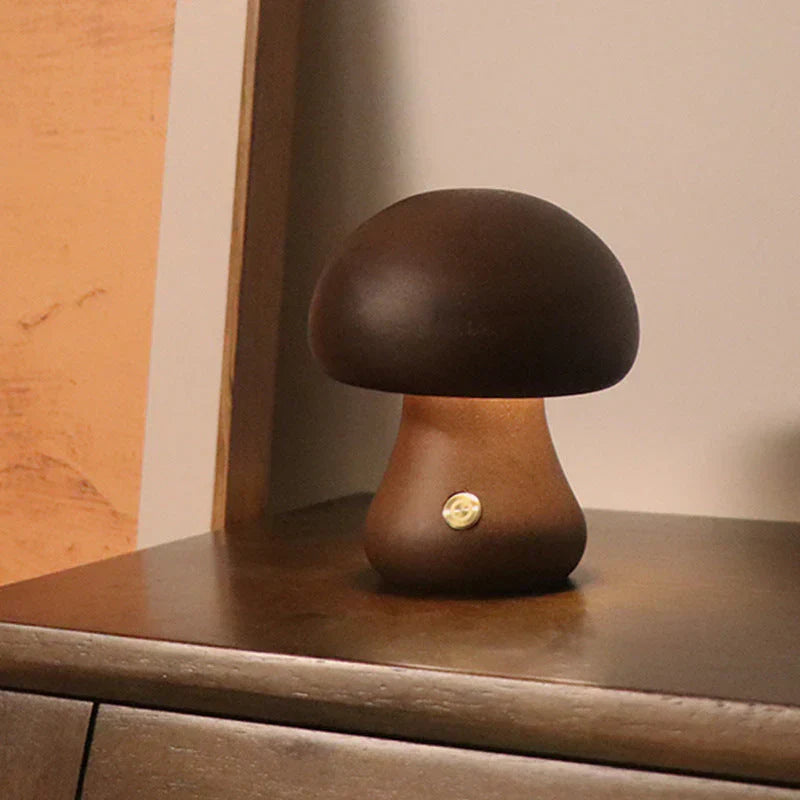 BowLift | Wooden Mushroom LED Night Light – Charming Lamp in Natural Design for Cozy Atmosphere