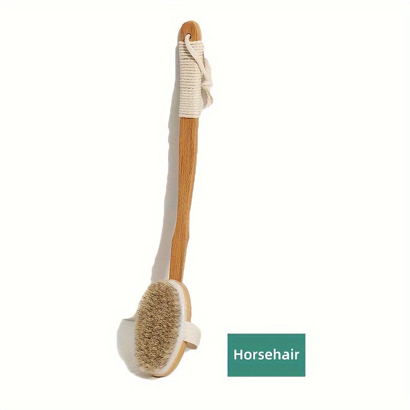 BowLift | Back Boar Bristles Cleaning Sponge for the Shower - Long Wooden Handle Bath Sponge Brush, Soft Natural Bristles for Back Cleaning