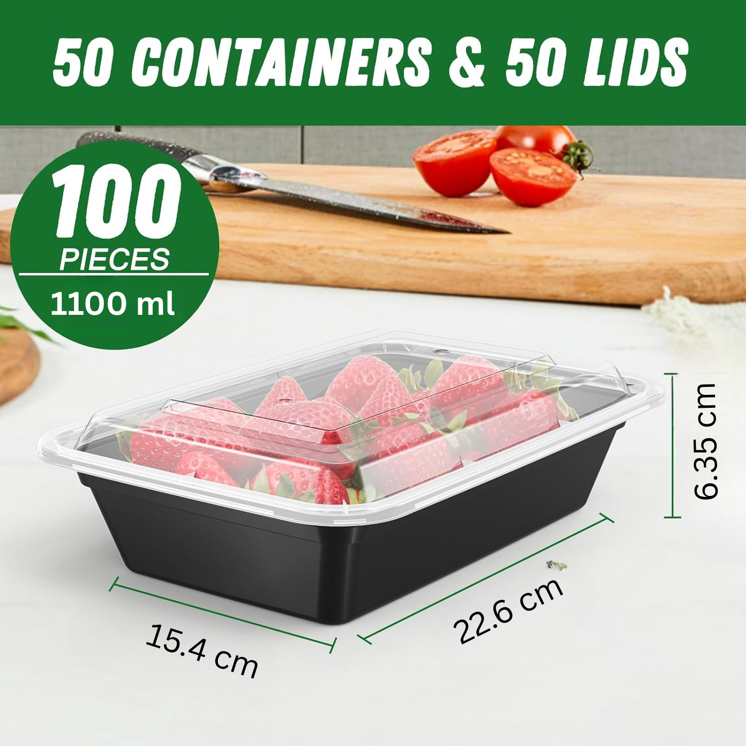 BowLift | 50-Pack Reusable Meal Prep Containers with Lid, Leakproof