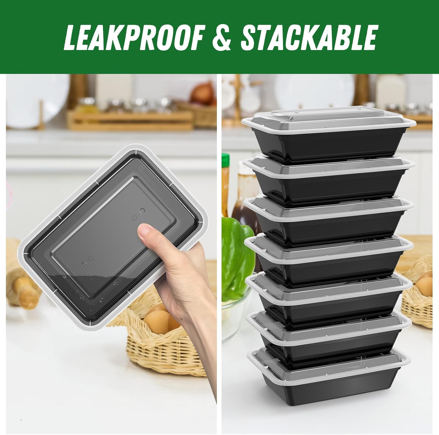 BowLift | 50-Pack Reusable Meal Prep Containers with Lid, Leakproof