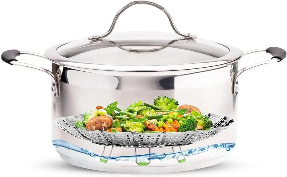 BowLift | Adjustable steam cooker made of stainless steel – Foldable basket for healthy cooking