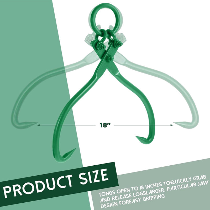 BowLift | 18 Inch Log Lifting Tongs Heavy Duty Wood Log Skidding Tongs Steel Lumber Skidding Tongs