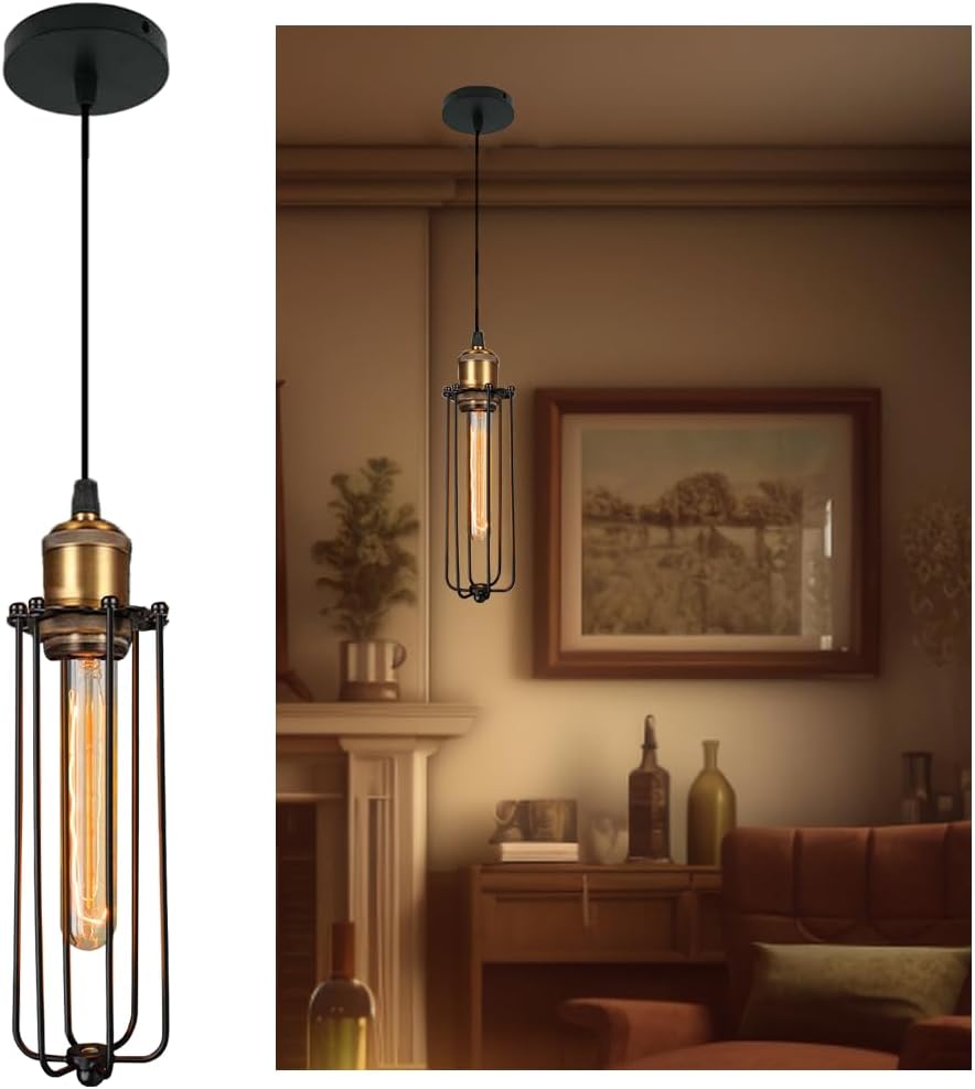 BowLift | Industrial Pendant Light in Retro Design – Vintage Hanging Lamp with Metal Grid